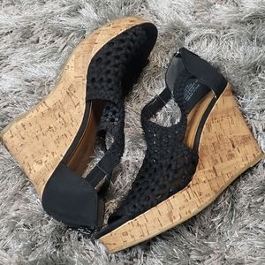 Black Wedged Sandals